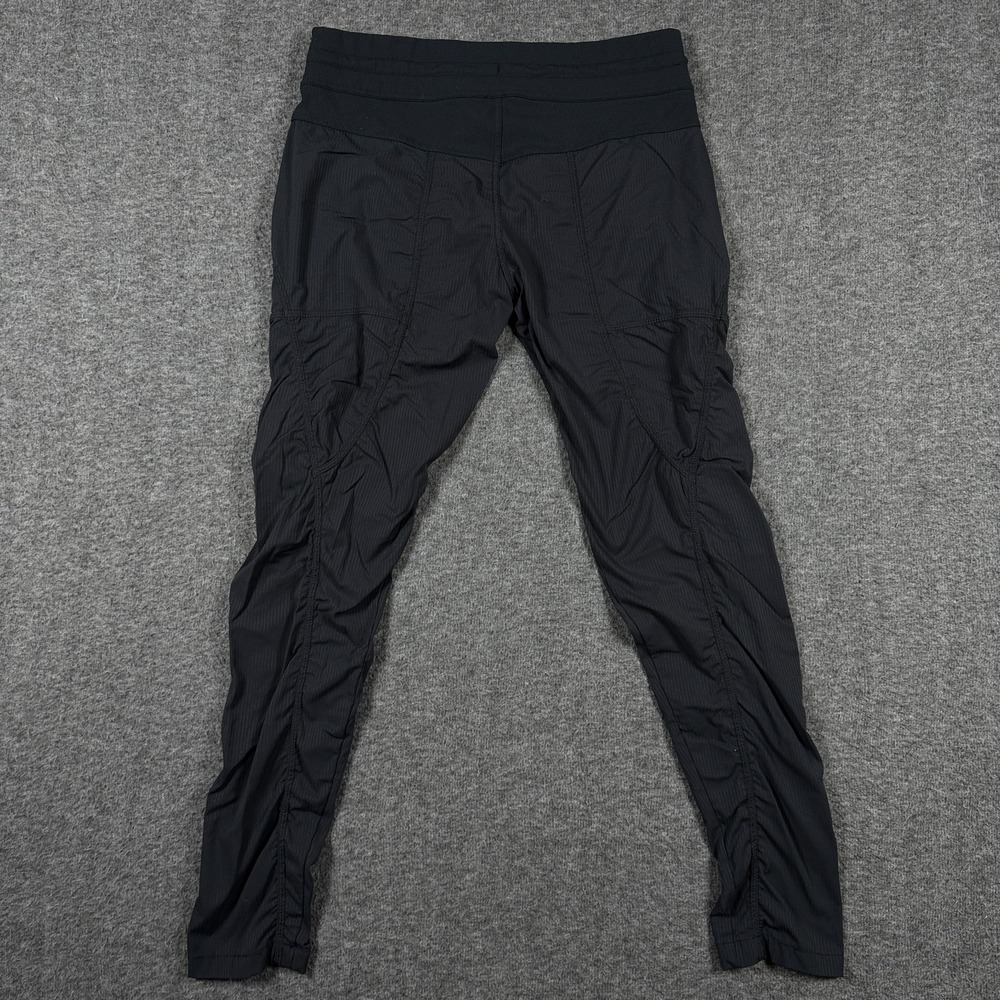 Lululemon Dance Studio Pants Womens 6 Black Charcoal Striped Mid Rise Ruched - Picture 2 of 9